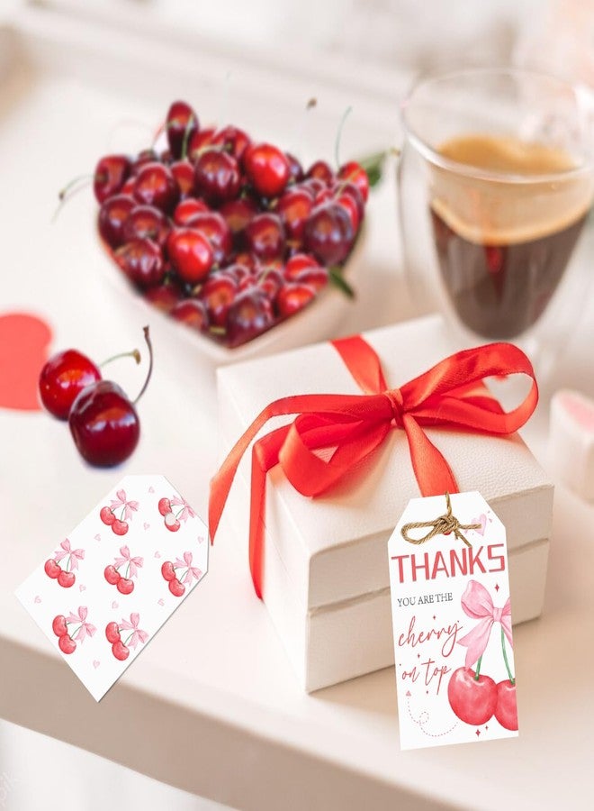Aukolass 50pcs She's The Cherry On Top Favor Tags, Thank You Cherry Much Gift Tags for Sweet Cherry Themed Birthday and Baby Shower Party Gift Wrapping Decoration - Image 4